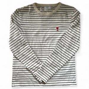 Ami Striped Long Sleeve Shirt - Black and White